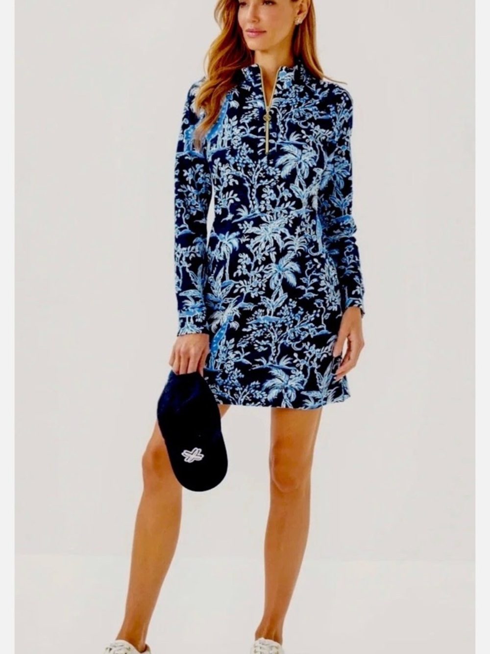 Lilly Pulitzer Ashlee Dress Low Tide Navy Tall Tales - Picture 2 of 3